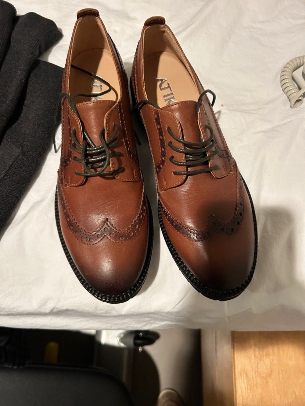 Brown Leather Wingtip Loafers - N/A Brand
